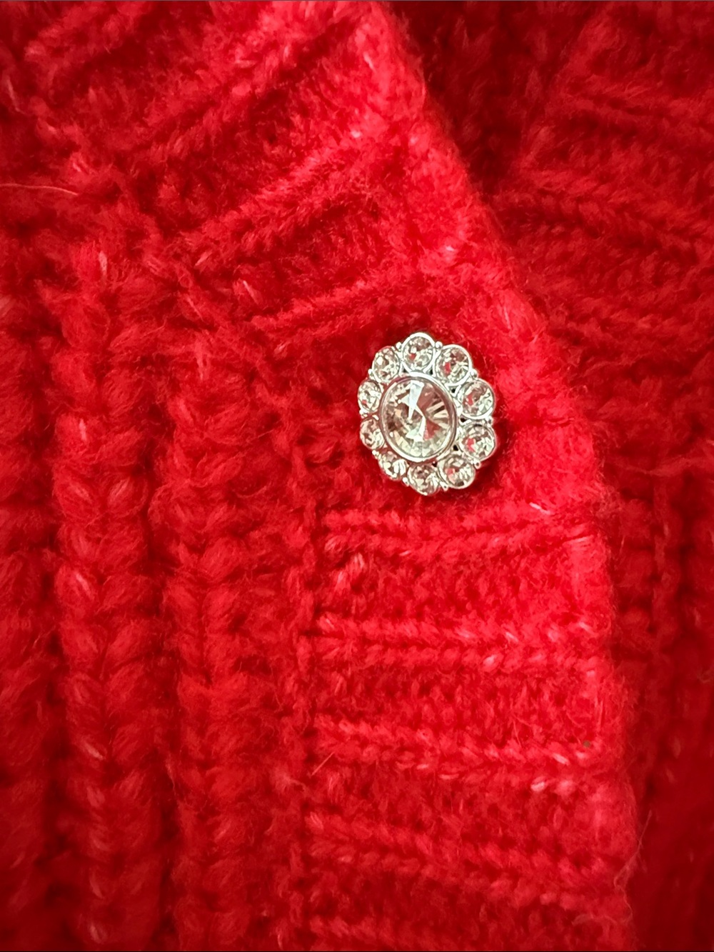 Bright Red Ribbed V-Neck Button Cardigan - Picture 2 of 5